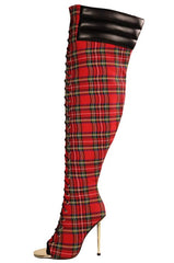 Glen plaid shop thigh high boots