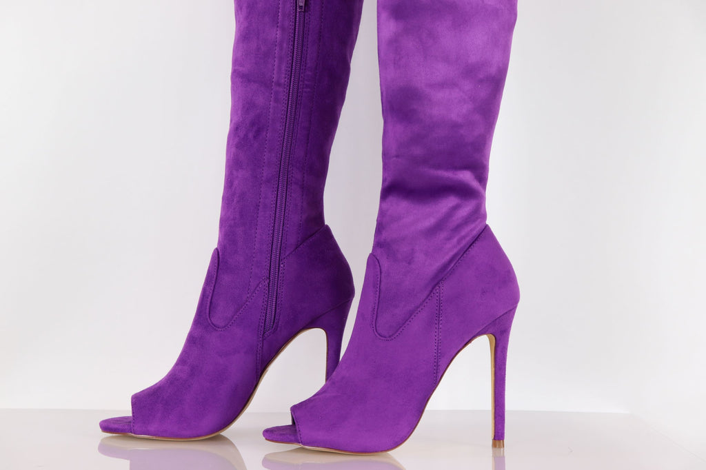 Thigh high boots on sale purple